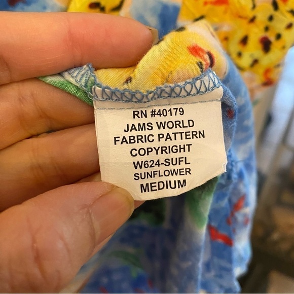 Vintage JAMS WORLD Women Floral Sunflower Button Short Sleeve Top Size Medium - Picture 7 of 9